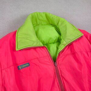 Vintage COLUMBIA Down Jacket Neon Pink PUFFER Reversible 80 90 RETRO Ski